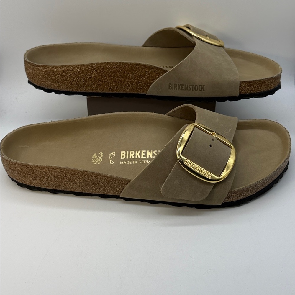 Birkenstock Taupe & Gold Women’s Sandals Size 43 (9.5) NWOT - Picture 2 of 6